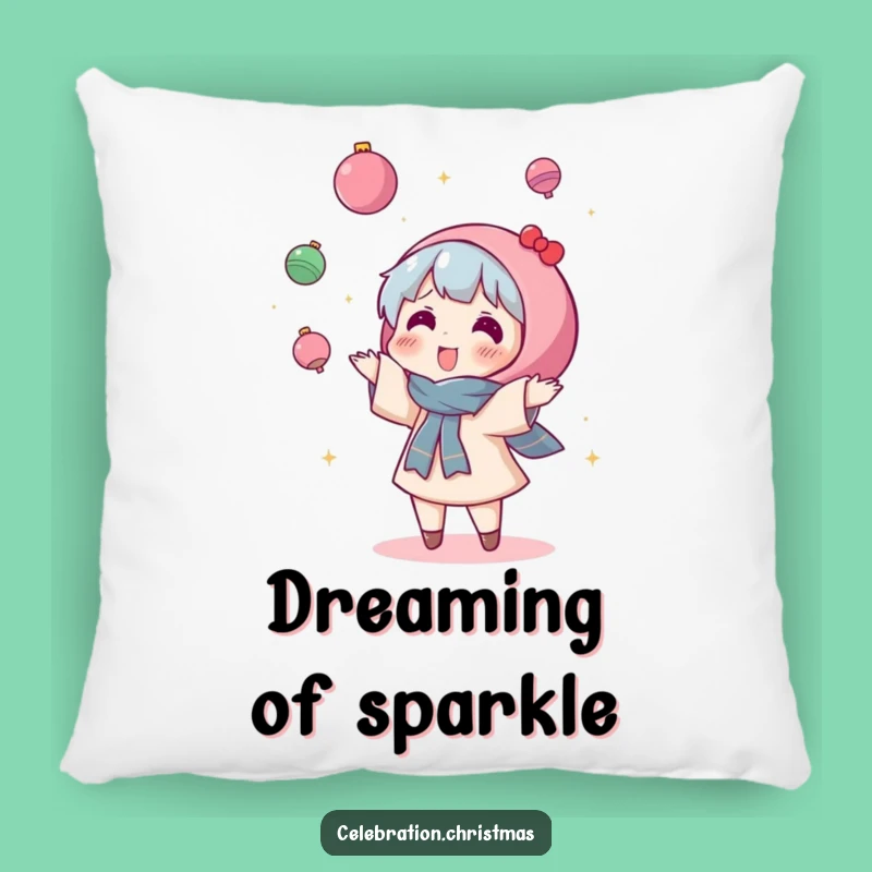 Funny Kawaii Ornament Toss Pillow - Add Comfy Cheer and Hilarious Holiday Vibes!