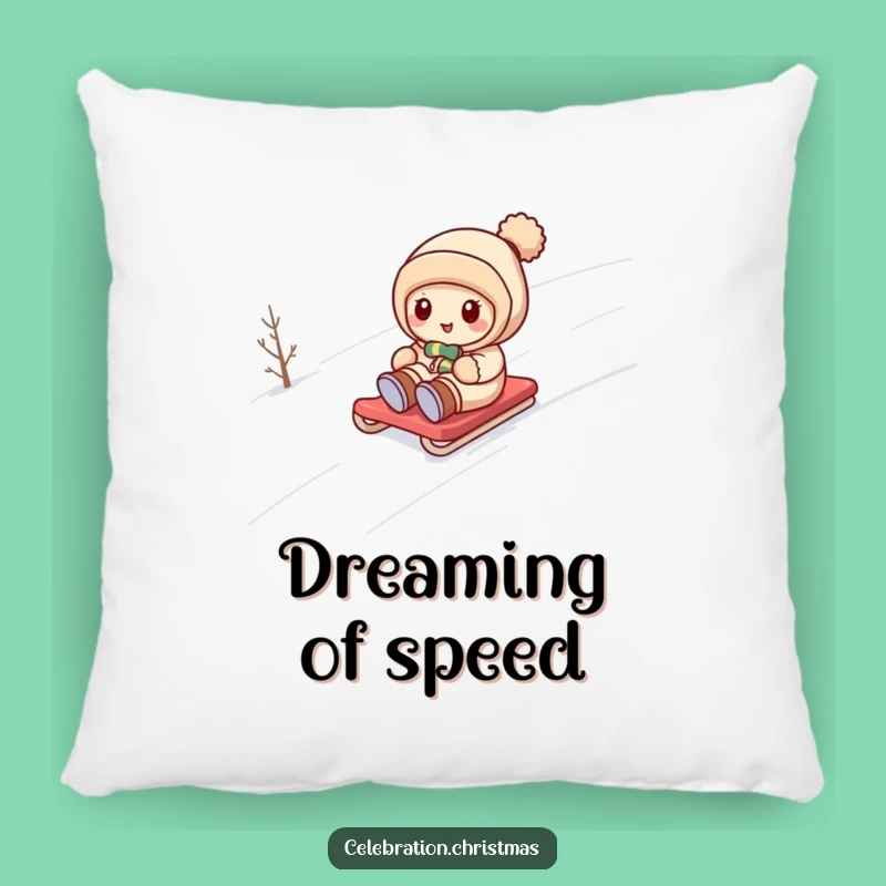 Funny Kawaii Snow Sledding Pillow: Cozy Comfort with Winter Laughter
