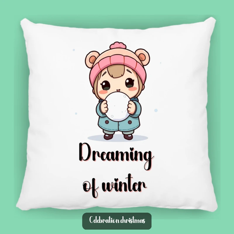 Funny Snowball Fight Pillow: Cozy Comfort with a Playful Winter Character