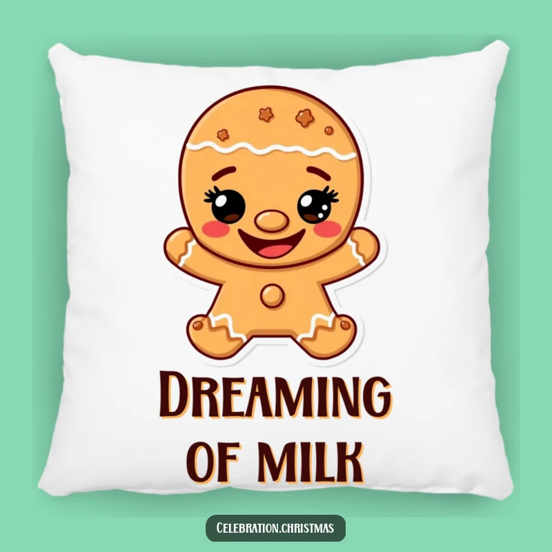Funny Gingerbread Man Grin Pillow - Cozy Cookie Character Comfort