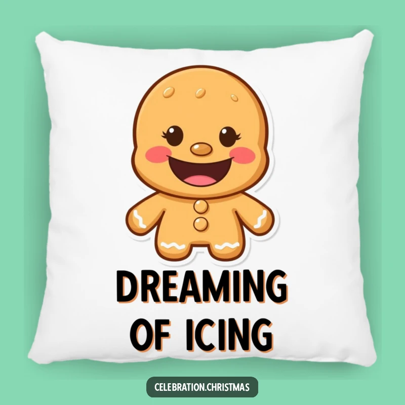 Funny Gingerbread Man Grinning Pillow - Soft Humorous Cookie Character Accent