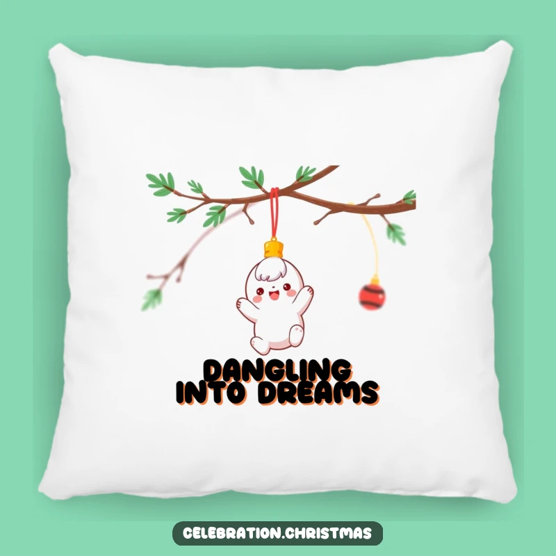 Funny Ornament Pillow: Cheerful Spinning Character Cozy Holiday Accent