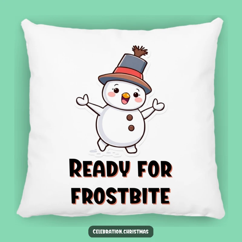 Funny Snowman Waddling Pillow - Cozy Tilted Hat Character Decor