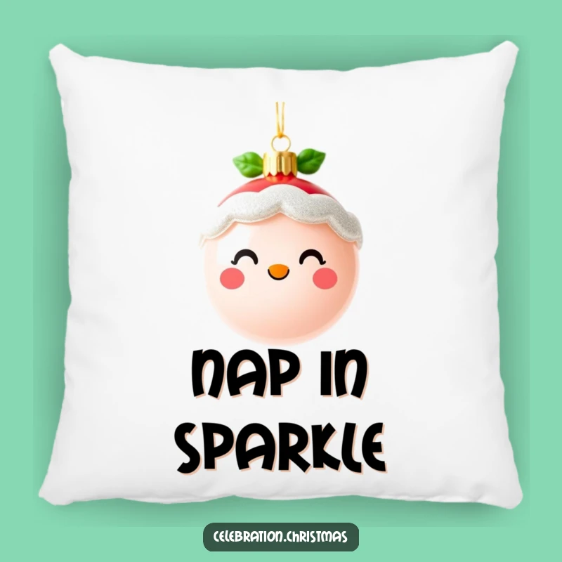 Funny Cute Christmas Ornament Pillow - Sparkling Face Cozy Decor - Funny Gift
