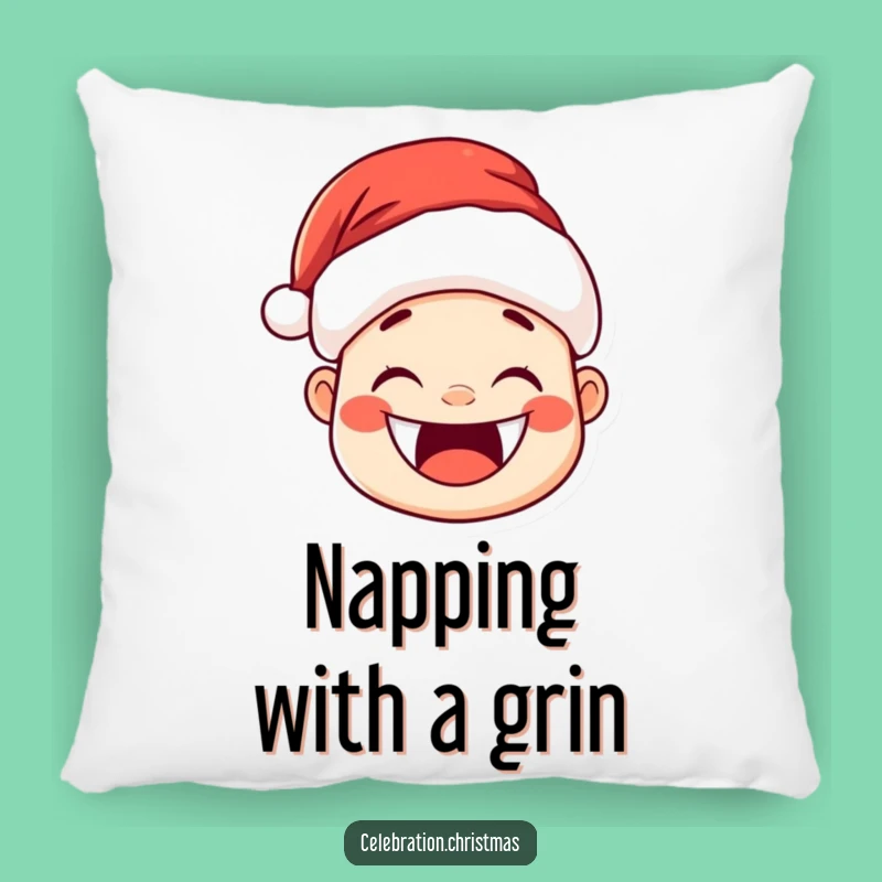 Funny Kawaii Santa Hat Pillow - Soft Comfort with Joyful Grin
