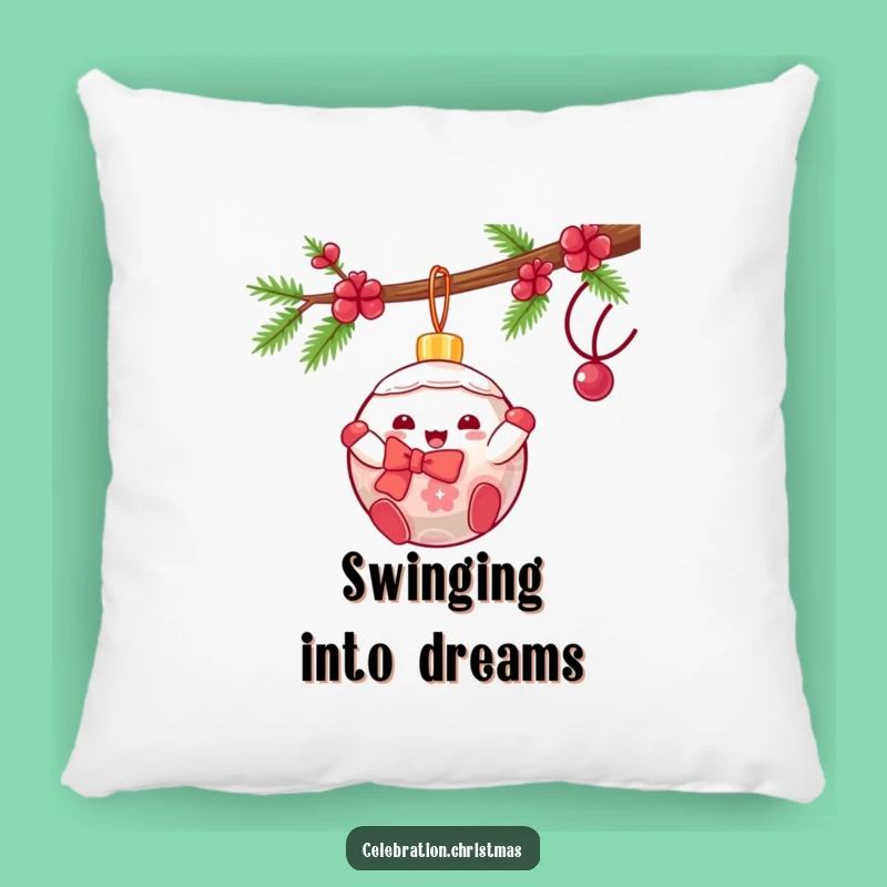 Funny Kawaii Ornament Swing Pillow: Cozy Holiday Cheer, a Funny Gift