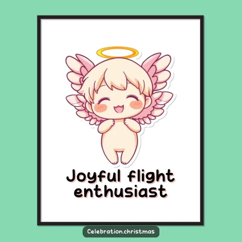 Funny Angel Flapping Wings Digital Art - Joyful Character Printable Decor