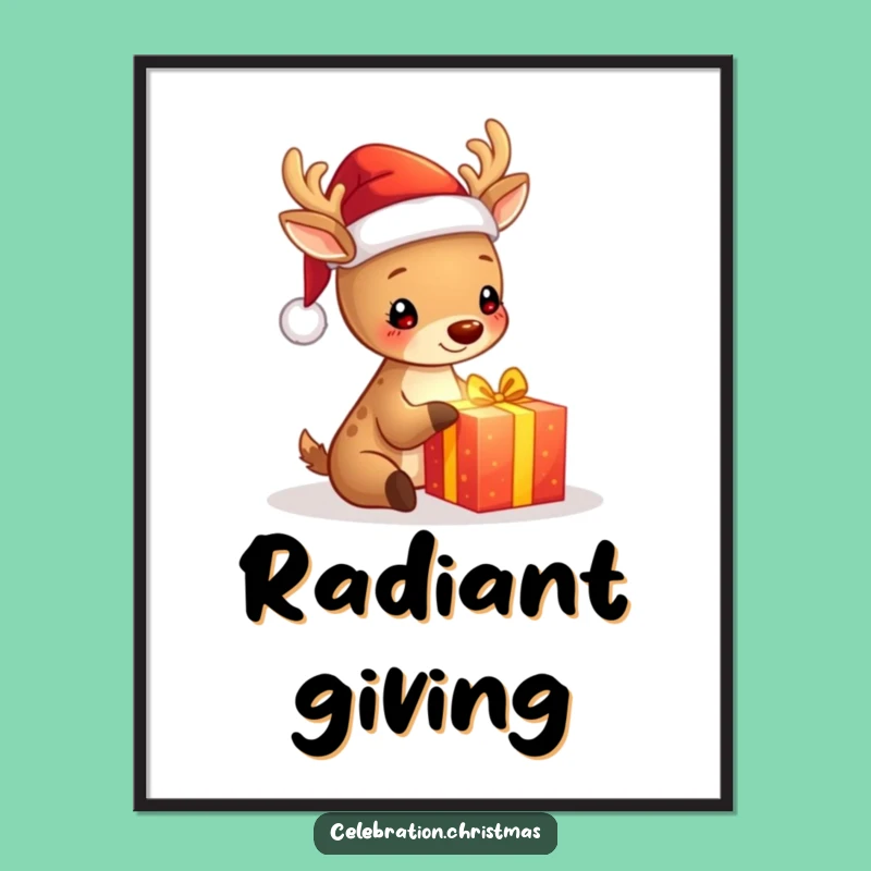 Funny Deer Digital Art - Printable Santa Deer Print, Unique Funny Holiday Gift