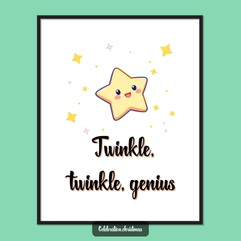 Funny Diving Star Digital Art: Celestial Character Print, Gift