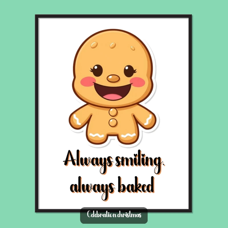 Funny Gingerbread Man Grinning Digital Art - Humorous Cookie Character Printable Decor