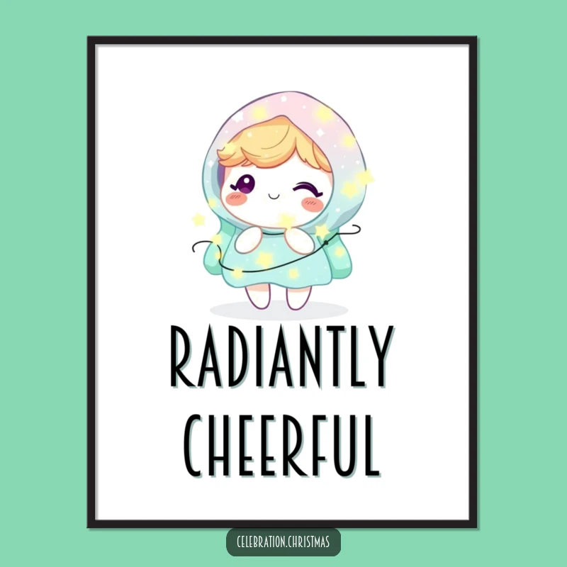 Funny Kawaii Fairy Lights Digital Art - Instant Sparkle and Delight for Your Walls!