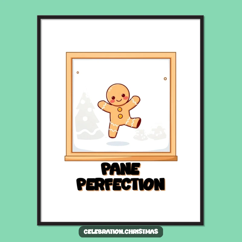 Funny Kawaii Gingerbread Dancing Digital Print - Instant Holiday Whimsy