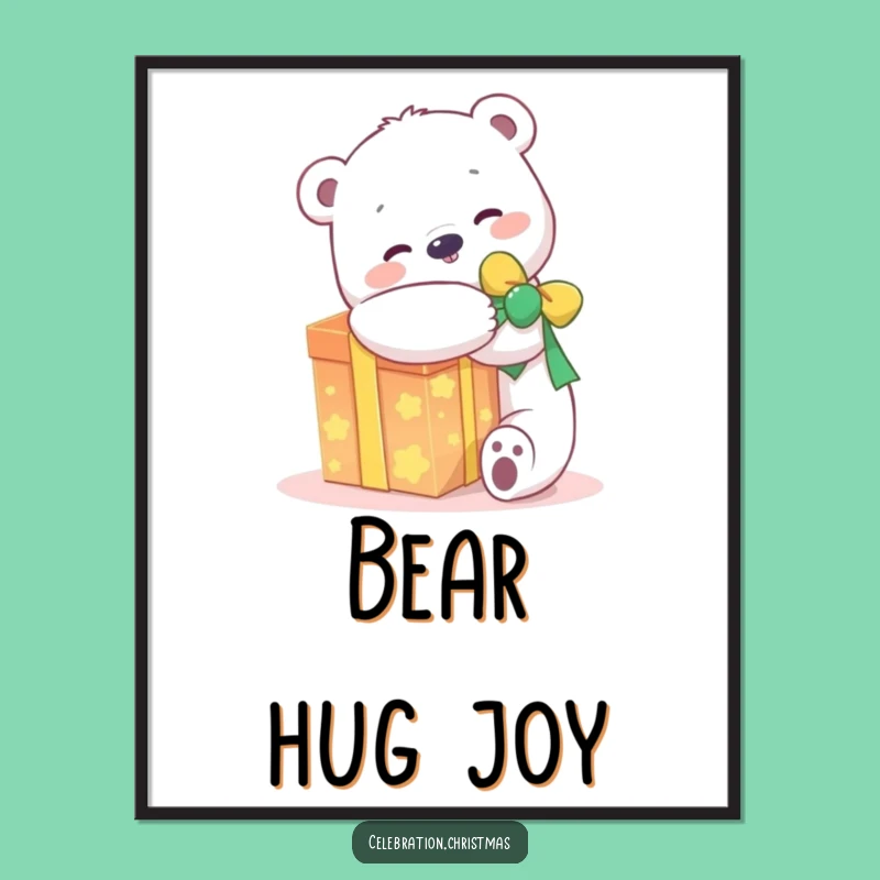 Funny Kawaii Polar Bear Present Digital Print: Joyful Art, Instant Funny Gift