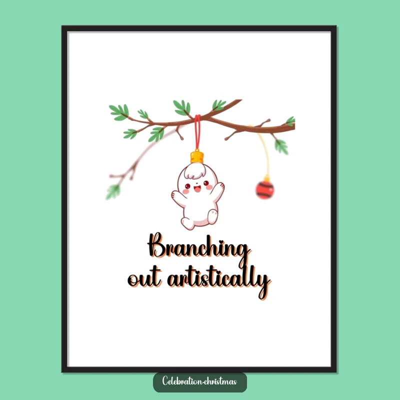 Funny Ornament Digital Art: Cheerful Spinning Character Festive Wall Decor