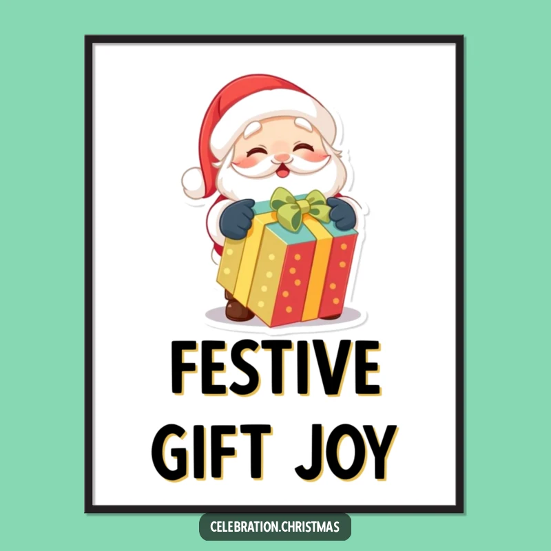 Funny Santa Digital Art: Excited Unwrapper, Instant Holiday Decor Gift