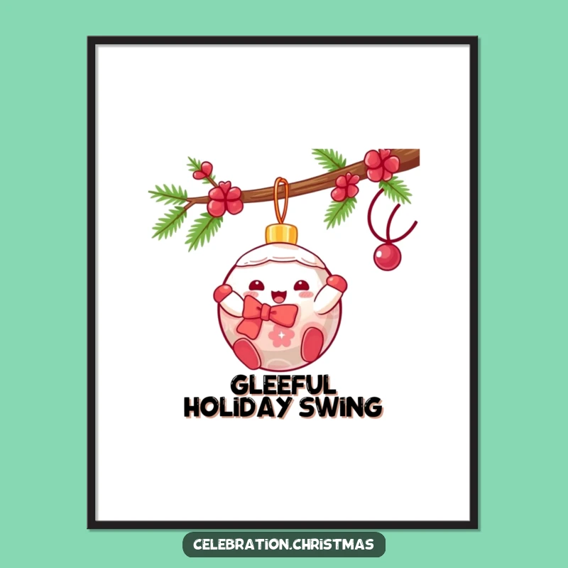 Funny Kawaii Ornament Swing Digital Print: Festive Art, Instant Funny Gift