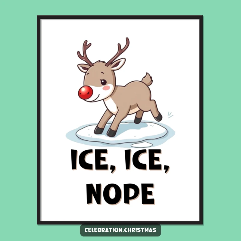 Funny Reindeer Slip Digital Art: Instant Holiday Humor Download!