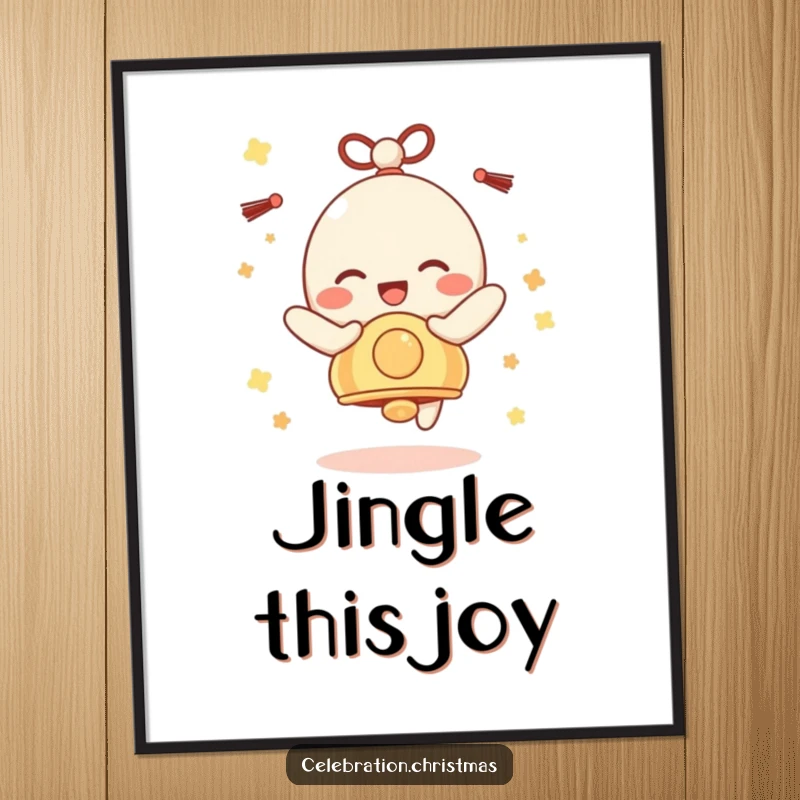 Funny Bell Character Digital Art: A festive bell character jingling with pure, unadulterated delight, perfect for instant decor.