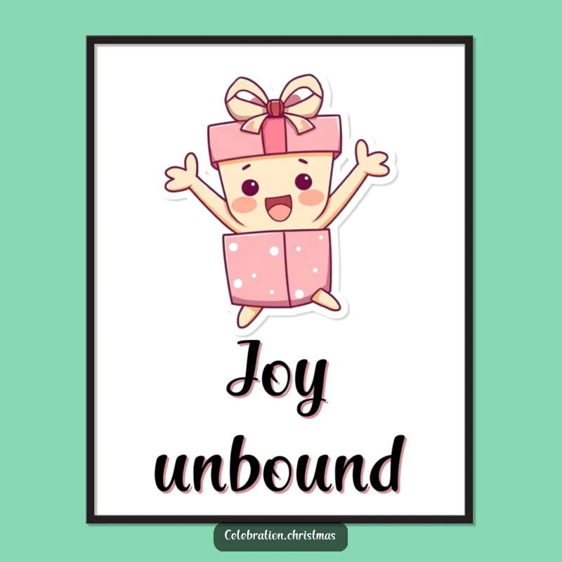 Funny Gift Box Jump Digital Print: Instant Excitement for Your Walls