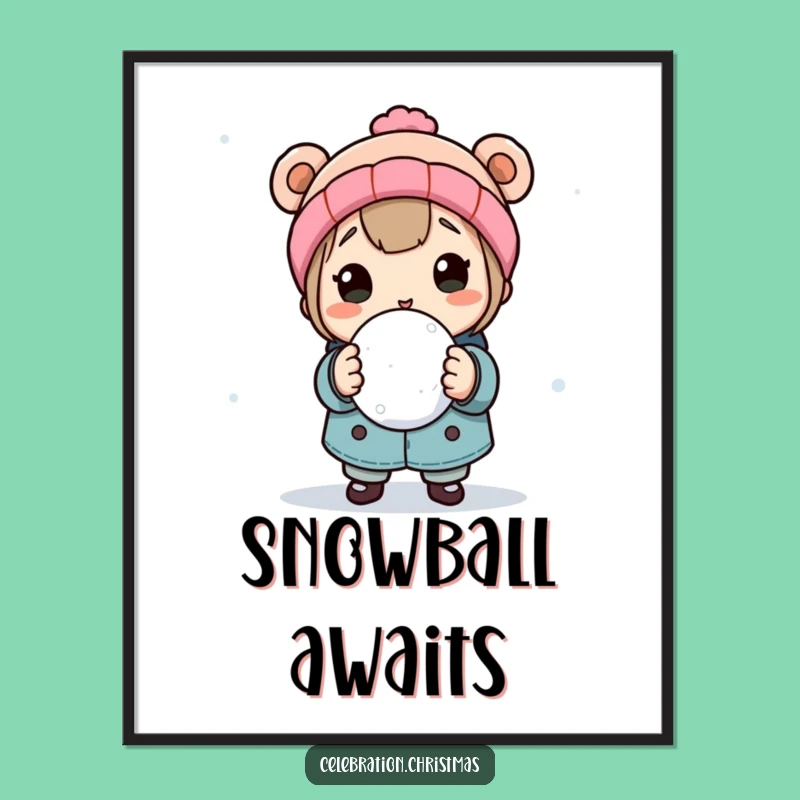 Funny Snowball Fight Digital Art: Instant Winter Decor for a Playful Space