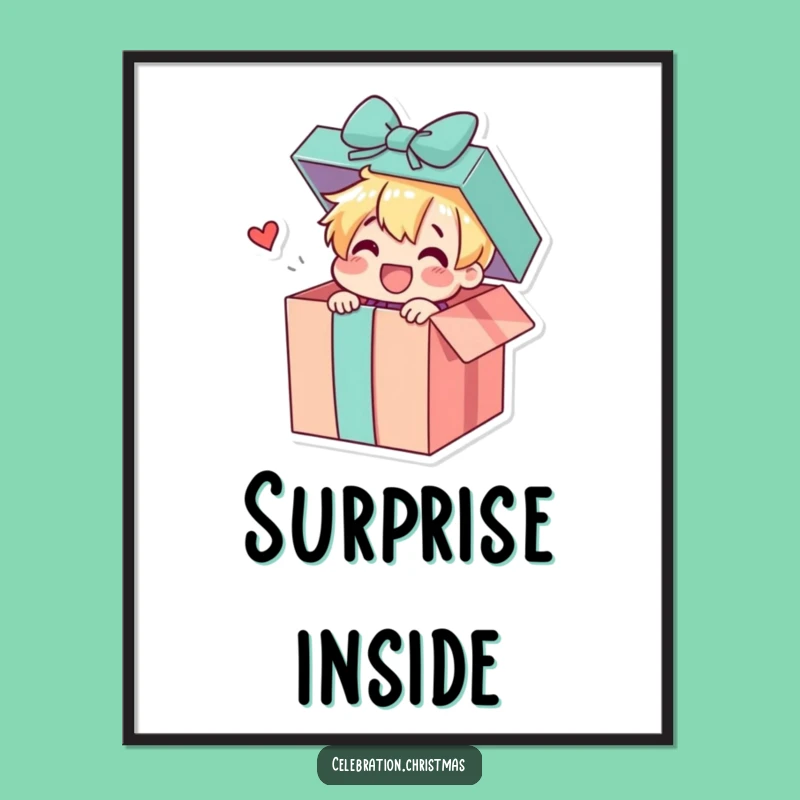 Funny Gift Box Surprise Digital Art: Instant Cheerful Decor for an Exciting Space