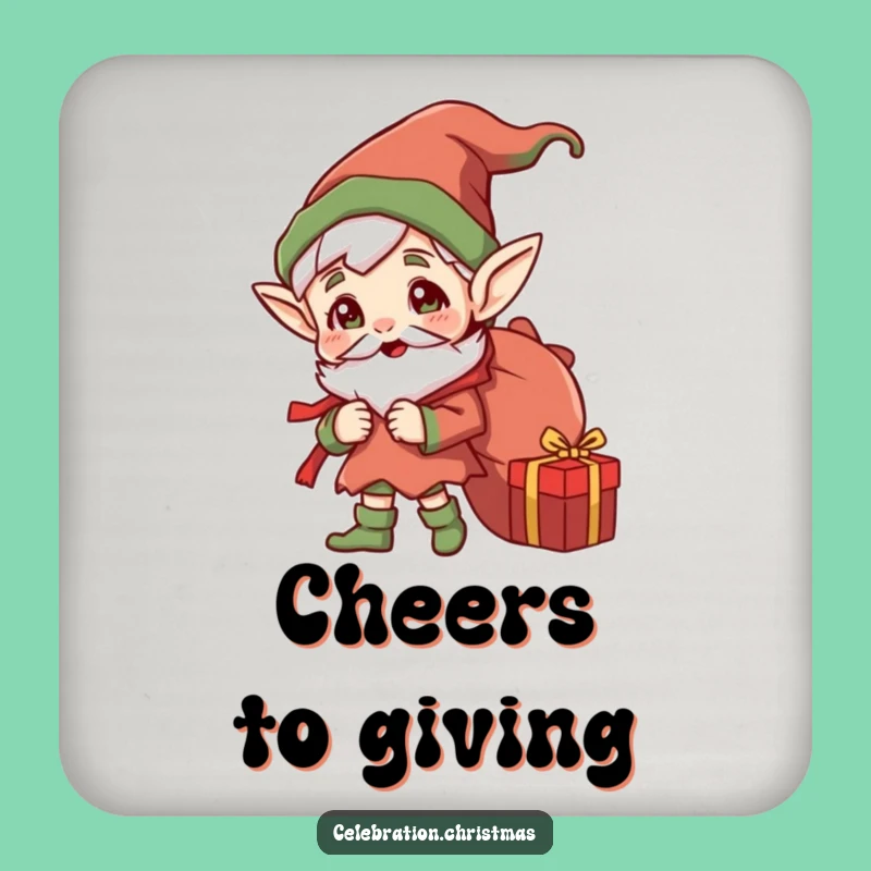 Funny Jolly Elf Coaster Set - Protect Surfaces with Hilarious Holiday Charm, Perfect Funny Gift