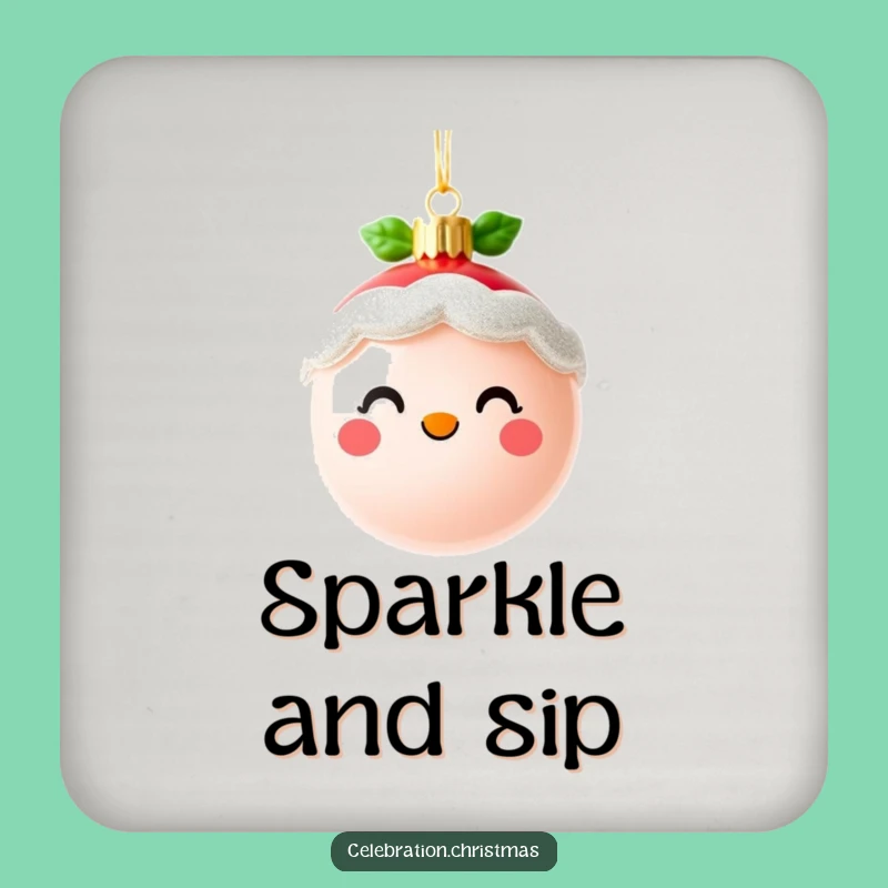 Funny Cute Christmas Ornament Coasters - Sparkling Surface Protection - Funny Gift