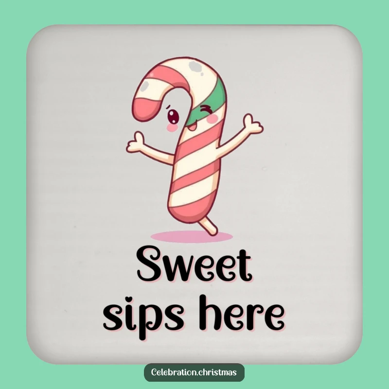 Funny Dancing Candy Cane Coasters - Festive Surface Protection - Funny Gift