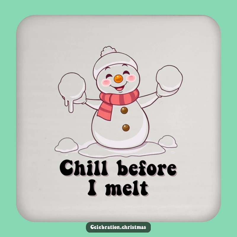 Funny Drink Coaster: Melting Snowman Protector, Comical Winter Table Gift