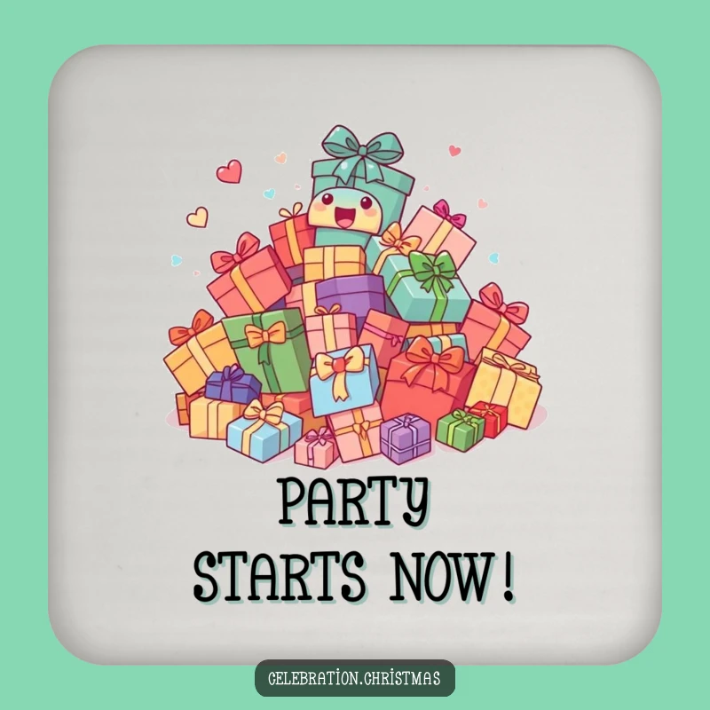 Funny Drink Coaster: Present Pile Protector, Comical Gift for Tabletop Fun