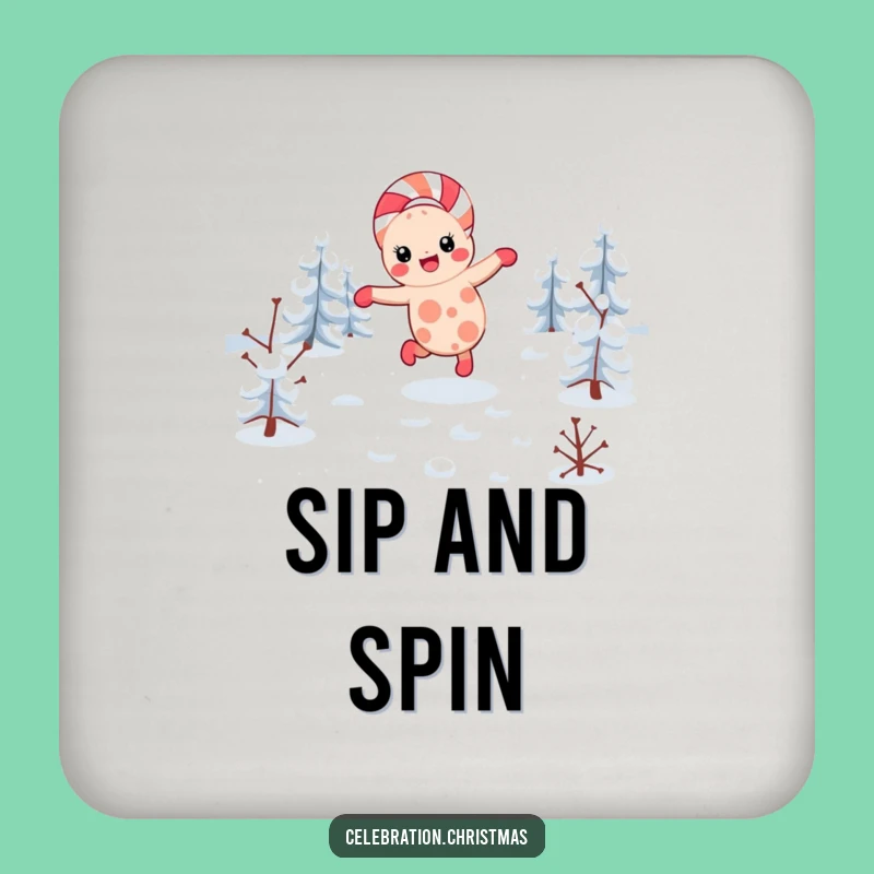 Funny Kawaii Candy Cane Cartwheel Coasters: Festive Fun, a Perfect Funny Gift