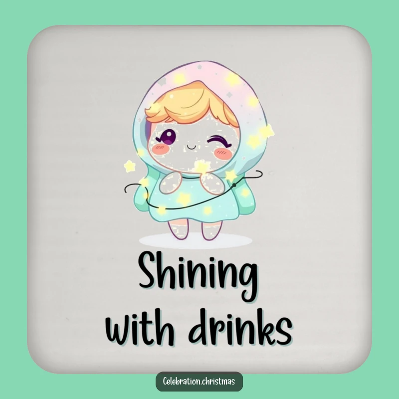 Funny Kawaii Fairy Lights Coaster - Protect Surfaces with Sparkling Delight and Humor!