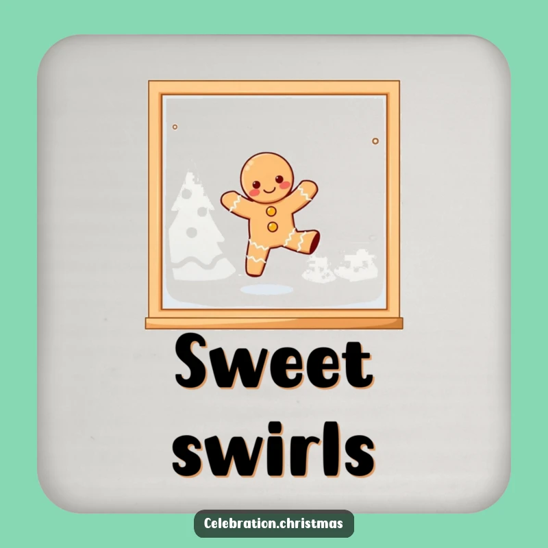Funny Kawaii Gingerbread Dancing Coaster - Protect Surfaces with Sweetness