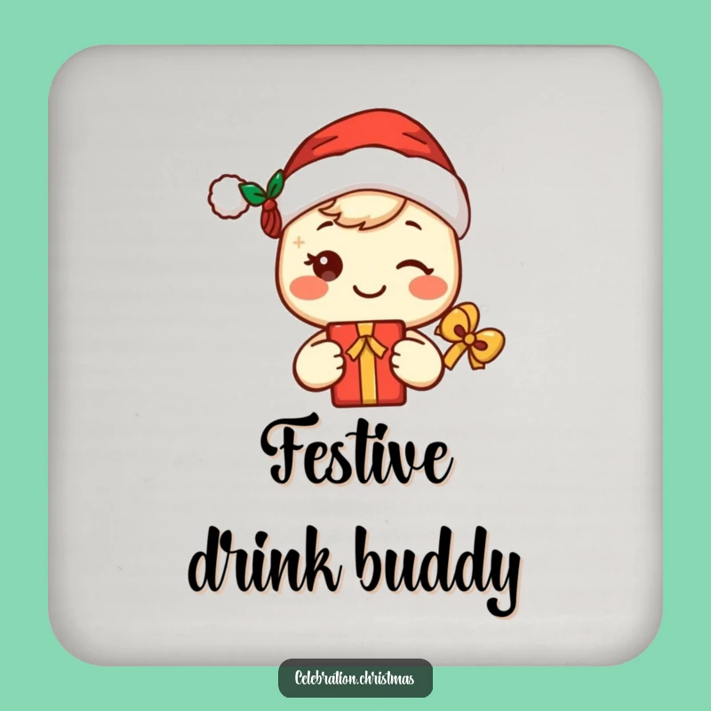 Funny Kawaii Santa Coaster - Protect Surfaces Gift