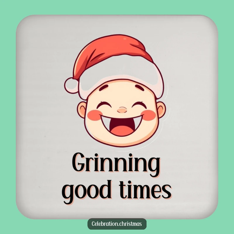 Funny Kawaii Santa Hat Coaster - Protect Surfaces with Joyful Grin