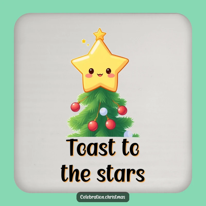 Funny Kawaii Star Topper Drink Coaster - Festive Tree Protection Gift