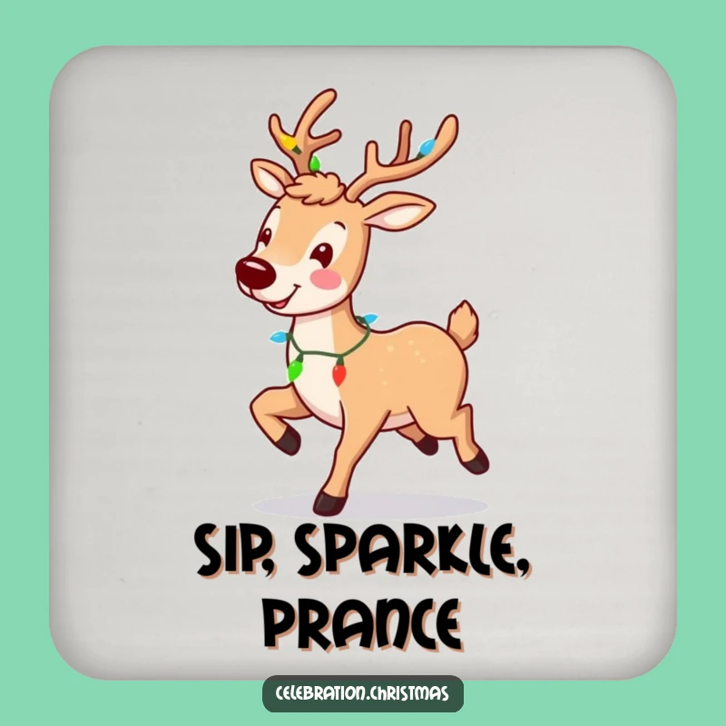 Funny Reindeer Prancing Drink Coaster - Protect Surfaces with Festive Holiday Cheer