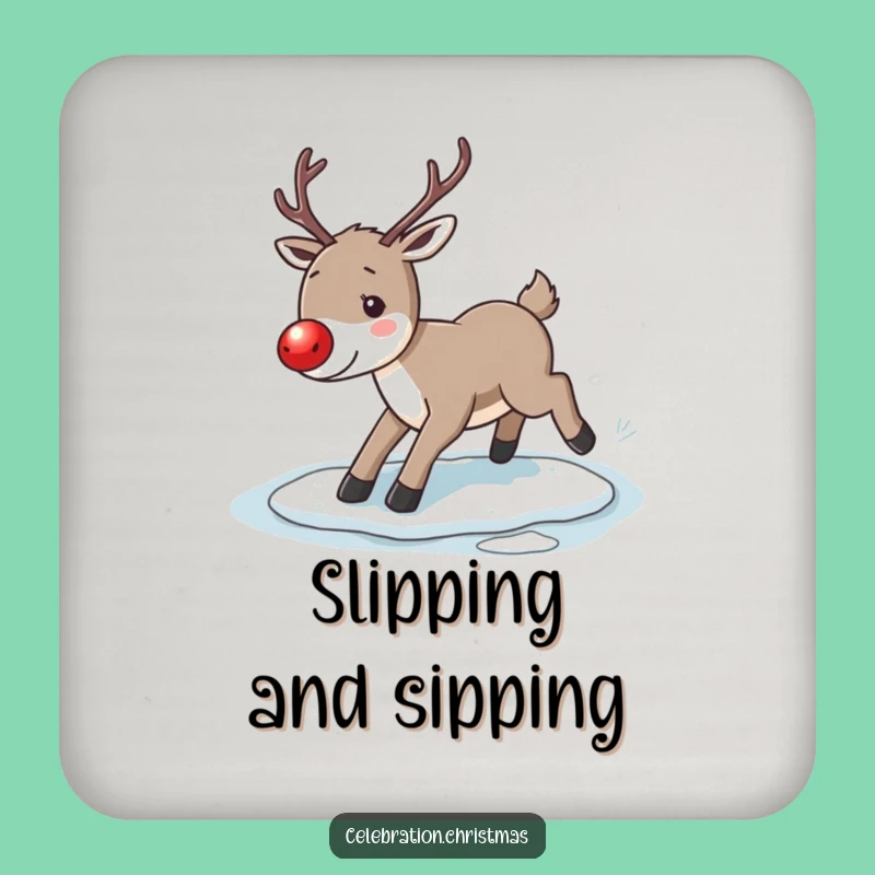 Funny Reindeer Slip Coasters: Protect Surfaces with Holiday Clumsiness!