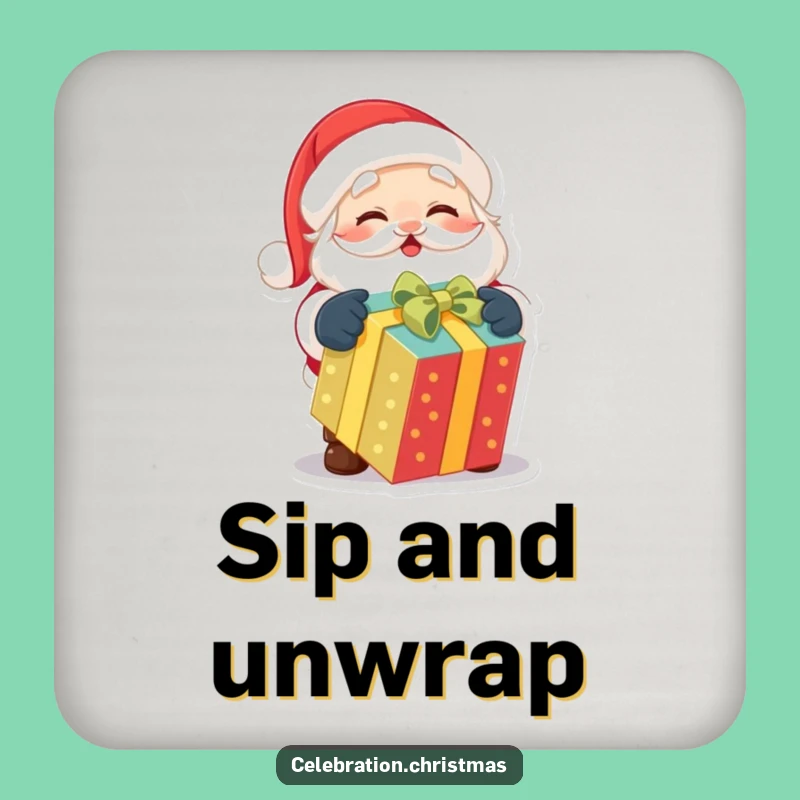 Funny Santa Drink Coaster: Protect Surfaces with Holiday Cheer, Unique Humorous Gift