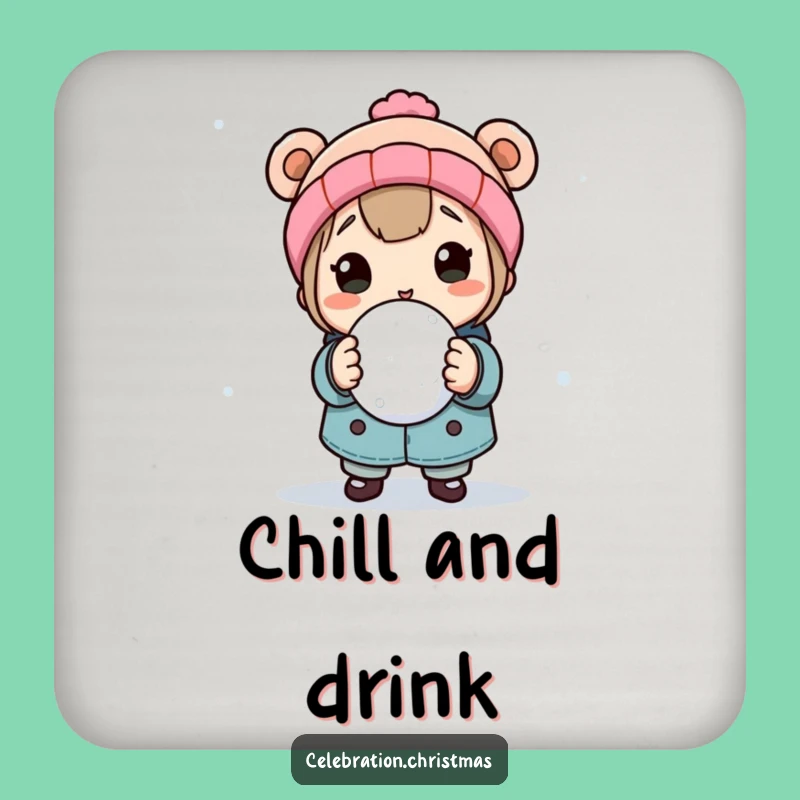 Funny Snowball Fight Drink Coaster: Protect Surfaces with Playful Winter Style