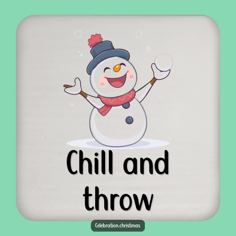 Funny Snowman Coaster Snowball Fight for Winter Tables