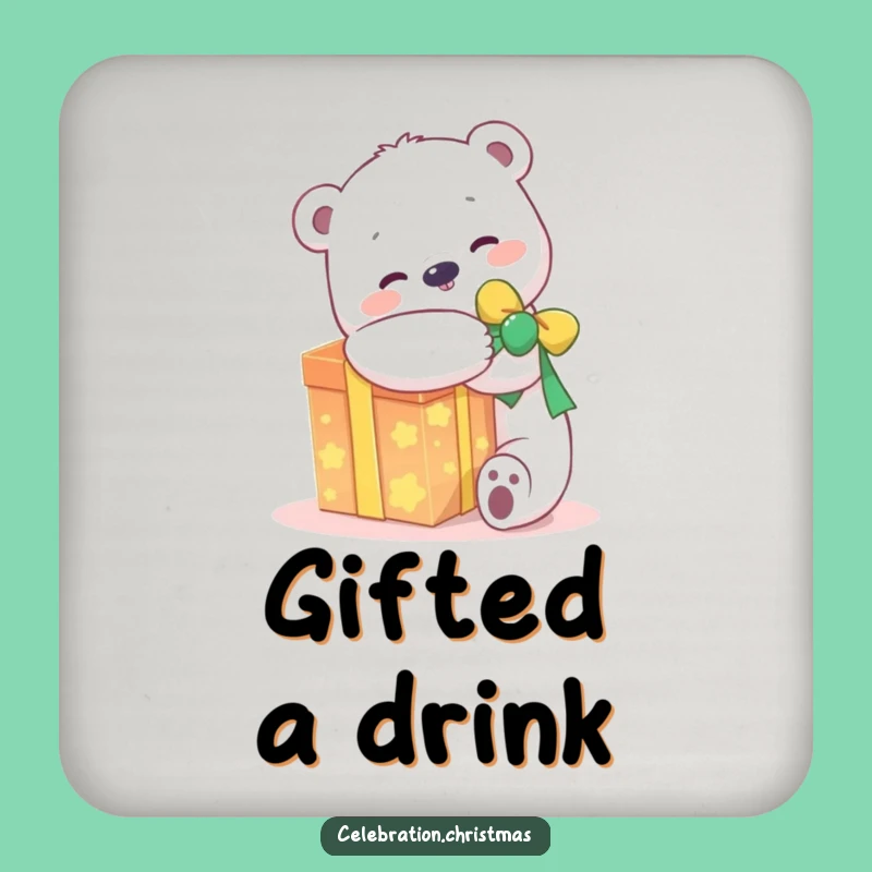 Funny Kawaii Polar Bear Present Coasters: Happy Protection, a Perfect Funny Gift