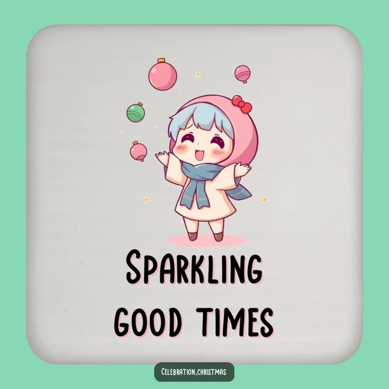 Funny Kawaii Ornament Toss Coaster - Protect Surfaces with Festive Fun and Hilarious Flair!