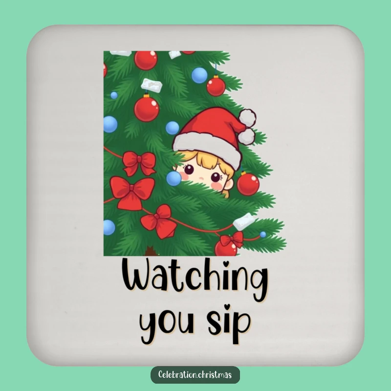 Funny Santa Hat Coaster Set: Christmas Character Protection, Perfect Gift