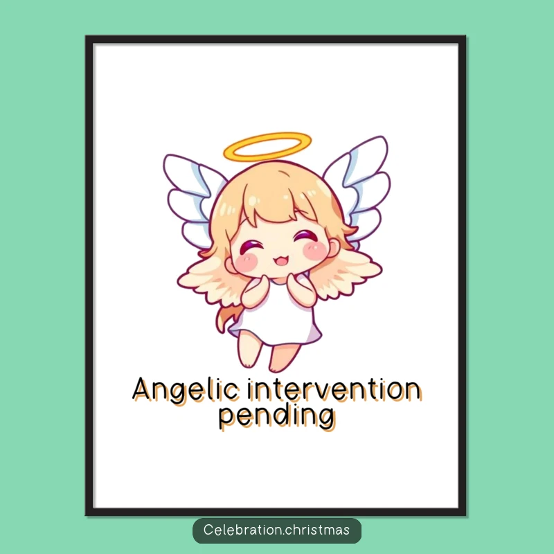 Funny Angel Joyful Wings Flapping Poster - Divine Wall Art Gift