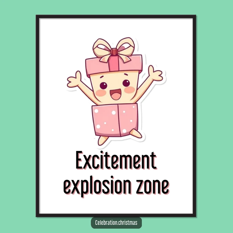 Energetic Funny Gift Box Jump Poster: Decorate with Pure Excitement