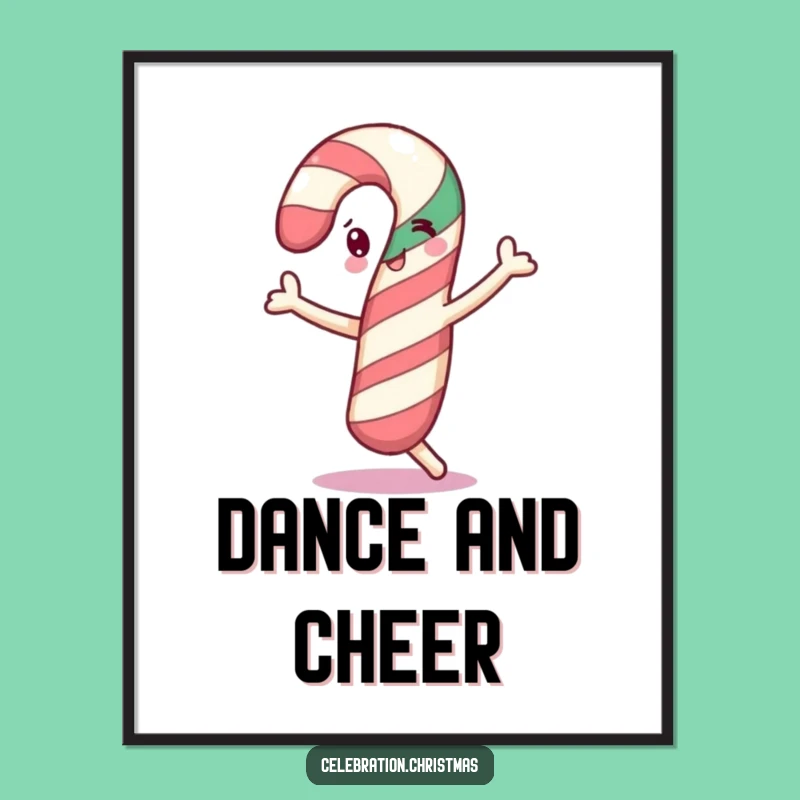 Funny Dancing Candy Cane Poster - Festive Holiday Art - Funny Gift