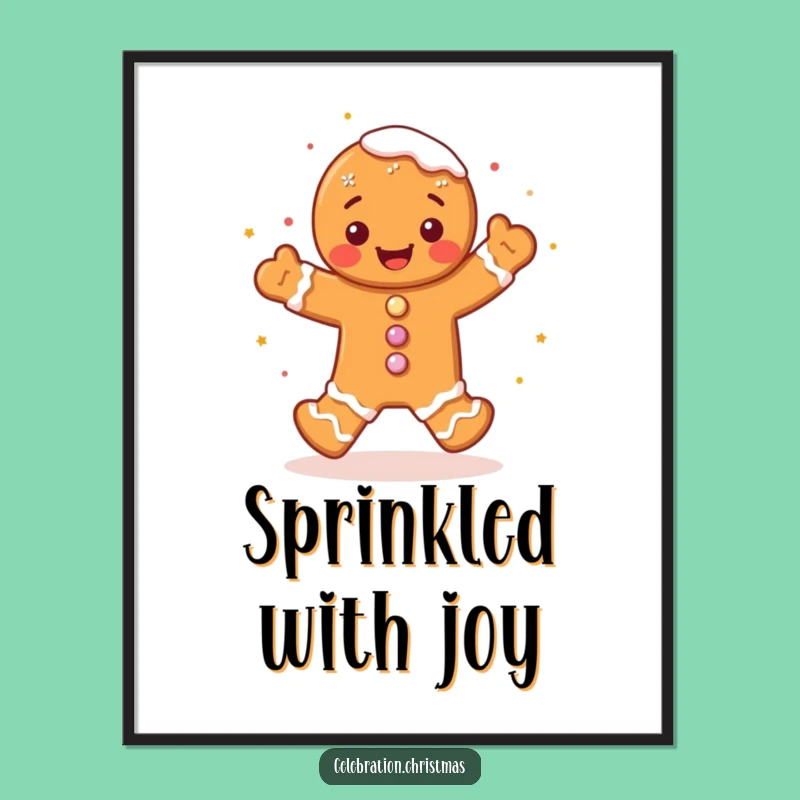 Funny Gingerbread Man Poster A Joyful Jig for Festive Walls