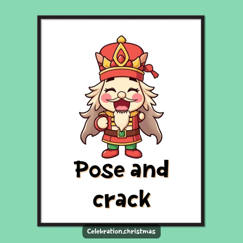 Funny Nutcracker Pose Poster - Festive Holiday Art - Funny Gift