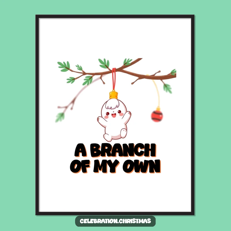 Funny Ornament Poster: Cheerful Spinning Character Festive Wall Art